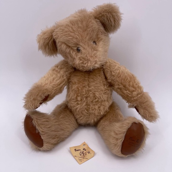Jo Householter 13" Tan 5 Way Jointed Bear Made in the USA Vintage 1984 NO NOSE - Picture 1 of 12